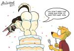  2023 anthro artist_name bent_over biceps big_butt birthday birthday_cake blush brown_body brown_fur bubble_butt butt cake canid canine canis confetti corgidor cutlery dessert dialogue digital_drawing_(artwork) digital_media_(artwork) domestic_dog doritohead duo english_text fluffy fluffy_tail food fork fur german_shepherd herding_dog hi_res kaine_lewis kitchen_utensils knife leaning leaning_forward looking_back male mammal mixed_breed multicolored_body multicolored_fur muscular muscular_anthro muscular_male nude open_mouth pastoral_dog sharp_teeth signature simple_background snout tail tan_body tan_fur teeth text thick_thighs tongue tools two_tone_body two_tone_fur wally_pembroke white_background 