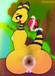  absurd_res ampharos anthro anus big_anus big_butt black_sclera blurred_background blush bodily_fluids breasts butt dirty_anus electricity fart fart_cloud fart_fetish female first_person_view forest generation_2_pokemon genitals grossdice hi_res huge_anus hyper hyper_anus musk musk_clouds musky_butt nintendo nipples onomatopoeia pink_nipples plant pokemon pokemon_(species) presenting presenting_anus presenting_hindquarters puffy_anus pussy shit_stains sitting small_breasts solo sound_effects sweat sweatdrop tail text tree yellow_body 