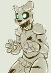 2016 4_fingers animatronic anthro balls bodily_fluids erection fingers five_nights_at_freddy&#039;s five_nights_at_freddy&#039;s_3 fur genital_fluids genitals glowing glowing_eyes grey_background hi_res humanoid_genitalia humanoid_penis lagomorph leporid machine male mammal nude open_mouth penis precum robot robotic_penis scottgames signature simple_background skoon solo springtrap_(fnaf) teeth 