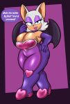  absurd_res anthro armwear bat big_breasts breasts choker cleavage clothed clothing dialogue elbow_gloves english_text female footwear gloves hand_on_hip handwear hi_res high_heels jewelry looking_at_viewer mammal necklace rouge_the_bat sega solo someth1ngoranother sonic_the_hedgehog_(series) talking_to_viewer text thick_thighs wings 