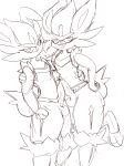  anthro arm_around_partner balls bedroom_eyes black_and_white cinderace darkluxia digital_media_(artwork) duo erection feet frottage generation_8_pokemon genitals hand_on_hip hi_res lagomorph male male/male male_anthro mammal monochrome narrowed_eyes nintendo nude nude_anthro nude_male open_mouth penis penises_touching pokemon pokemon_(species) raised_foot seductive sex simple_background sketch standing white_background 