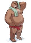 2023 amamiya anthro bear belly big_belly bulge clothing kemono male mammal moobs navel nipples overweight overweight_male solo towel underwear wet 