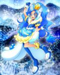  animal_ears blue_eyes blue_footwear blue_gloves blue_hair blue_theme crown cure_gelato cure_gelato_(a_la_mode_style) full_body fur-trimmed_gloves fur_trim gloves highres kirakira_precure_a_la_mode lion_ears lion_tail long_hair magical_girl official_art open_mouth precure precure_connection_puzzlun single_leg_pantyhose smile tail tategami_aoi third-party_source wide_ponytail 