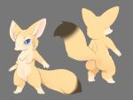  alternate_version_at_paywall alternate_version_at_source anthro big_ears blonde_hair blue_eyes braided_hair breasts butt canid canine dipstick_tail feet female fennec fox front_and_back fur grey_background hair hi_res kemono little_smile mammal markings model_sheet nipple_outline nude paws pink_nose semi-anthro side_braid simple_background small_breasts smile solo tail tail_markings tan_body tan_fur ukan_muri 