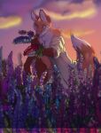  2020 anthro canid canine clothed clothing detailed detailed_background digital_media_(artwork) female fox fur heather hi_res lirkov mammal orange_body orange_fur outside plant red_fox solo tail white_body white_fur 