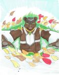  air_manipulation anthro armor autumn bear elemental_manipulation hi_res knights_chronicles leaf male mammal nyghtmar3 solo superhero superpowers traditional_media_(artwork) ursine warrior wind_dagger 