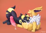  bagu balls big_ears big_knot big_penis black_body black_fur blush bodily_fluids canid canine cum cum_in_mouth cum_inside cum_on_face cum_on_penis deep_throat duo eeveelution ejaculation eyes_closed feral fur generation_1_pokemon generation_2_pokemon genital_fluids genitals glowing hi_res jewelry jolteon knot lying male male/male mammal necklace nintendo nude oral penis pokemon pokemon_(species) precum sex sitting umbreon yellow_body yellow_fur 