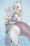  anthro balls big_butt bottomwear bow_(feature) bulge butt clothing felid feline generation_1_pokemon genital_outline genitals halo-pano hi_res legendary_pokemon loincloth looking_at_viewer male mammal martial_arts_style_mewtwo mewtwo nintendo penis penis_outline pokemon pokemon_(species) robe smile solo tail 