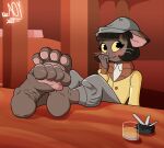  animal_hands cat feet foot_on_table furry furry_female highres ivy_pepper lackadaisy user_depr4228 