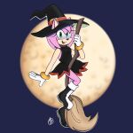  amy_rose anthro boots broom broom_riding cleaning_tool clothed clothing dress_shirt female footwear gloves handwear hi_res humanoid innotsu magic_user sega shirt solo sonic_the_hedgehog_(series) topwear witch witch_costume 