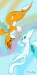  anthro bat digital_media_(artwork) dragon duo dust:_an_elysian_tail elementer elementerdragon elysium_dragons female fidget_(elysian_tail) fur hearth hi_res love magic male male/female mammal nimbat orange_body paws romantic romantic_couple spikes spirit tail white_body wings 