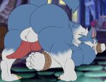  anthro ass_up balls bdsm bondage bound camp14 canid canine capcom darkstalkers genitals hi_res jack-o&#039;_pose jon_talbain knot looking_at_viewer looking_back looking_back_at_viewer male mammal pose solo were werecanid werecanine werewolf wrists_tied 