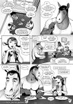  anthro black_and_white bottomwear bovid caprine clothing cody_(falcon_mccooper) comic dialogue english_text equid equine falcon_mccooper father father_and_child father_and_son goat group horn horse male mammal monochrome pants parent parent_and_child son speech_bubble text william_(falcon_mccooper) 