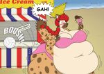  2015 anthro ball beach belly big_belly big_breasts big_butt breasts butt clothing copyright_symbol deep_navel dessert digital_media_(artwork) english_text female food fur hair hyena ice_cream ice_cream_cone mammal navel obese obese_anthro obese_female open_mouth overweight overweight_anthro overweight_female ponytail red_hair reggie_(chaotick9) sand satsumalord seaside solo speech_bubble spots spotted_body spotted_fur spotted_hyena swimwear symbol text thick_thighs volleyball_(ball) water 