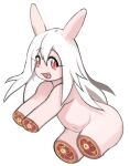  anthro bisected female gore lagomorph leporid mammal marblerabbitworld navel nude rabbit simple_background solo white_background 
