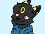  &lt;3 &lt;3_eyes 4:3 animated anthro blinking clothing eeveelution generation_2_pokemon hand_on_cheek hand_on_head hand_to_face hearing_aid hoodie male nintendo pokemon pokemon_(species) richiebre short_playtime smile solo topwear umbreon 