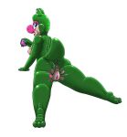  anthro breasts clothing condom female frog_costume genitals kitsune_youkai mario_bros nintendo nipples pink_body pussy sexual_barrier_device simple_background solo torn_clothing twilight_stormshi_(character) white_background yoshi 