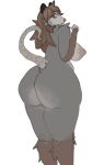  anthro big_butt black_ears brown_body brown_fur brown_hair butt clairemilk didelphid eyebrows female fur green_eyes grey_body grey_fur hair hi_res huge_butt looking_back mammal marsupial mature_female slightly_chubby slightly_chubby_female solo virginia_opossum 