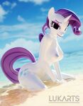  3d_(artwork) absurd_res anthro anthrofied areola beach blender_(software) breasts cutie_mark day digital_media_(artwork) equid equine eyelashes eyeshadow female friendship_is_magic hair hasbro hi_res horn lukarts22 makeup mammal my_little_pony nipples nude purple_hair purple_tail rarity_(mlp) seaside sky smile solo tail unicorn water wet wet_body white_body 