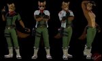  3d_(artwork) absurd_res anthro blender_(software) canid canine canis clothed clothing digital_media_(artwork) eyewear fox fox_mccloud fur group hair hi_res jacket james_mccloud jojo_pose looking_at_viewer male mammal nintendo open_mouth rosecreates simple_background solo star_fox sunglasses tail topwear 