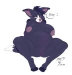  2023 anthro areola belly belly_blush big_areola big_belly big_breasts big_ears biped black_hair blush body_blush breasts canid canine canis dark_body dipstick_tail domestic_dog erect_nipples female genitals hair hi_res lofiflavors mammal markings narrowed_eyes nipples pink_nipples pink_nose pregnant purple_body pussy sitting solo tail tail_markings tongue tongue_out white_face yogoat 