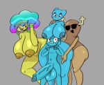  anthro areola balls bedroom_eyes big_breasts big_butt blue_body blue_fur bodily_fluids breasts butt cartoon_network clothing dezmine21 digital_media_(artwork) domestic_cat ear_piercing erection felid feline felis female fur genitals gradient_hair group gumball_watterson hair hi_res huge_breasts humanoid incest_(lore) jackie_wilson judith_fitzgerald lips looking_at_viewer male male/female mammal mature_anthro mature_female mother mother_and_child mother_and_son narrowed_eyes nicole_watterson nipples not_furry nude open_mouth parent parent_and_child penis piercing questionable_consent rainbow_lass seductive simple_background size_difference smile son the_amazing_world_of_gumball thick_thighs 