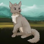  ambiguous_gender anthro brown_wolf canid canine canis feral fluffy furry hi_res invalid_background invalid_tag leeny mammal mountain purple_eyes scenery solo wolf 