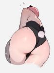  1girl alternate_costume ass bare_legs black_leotard commentary_request fake_tail from_behind go-toubun_no_hanayome grey_background highres leotard nakano_ichika pink_hair playboy_bunny rabbit_tail short_hair simple_background solo sooon tail 