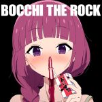  1girl album_cover_redraw alcohol_carton black_background blood blunt_bangs blush bocchi_the_rock! braid commentary copyright_name derivative_work drinking_straw drinking_straw_in_mouth earrings excessive_nosebleed fang goumonsha hair_over_shoulder highres hiroi_kikuri holding_carton i_get_wet jewelry long_hair looking_at_viewer nose_blush nosebleed open_mouth portrait purple_eyes purple_hair raised_eyebrows ringed_eyes simple_background solo spaghetti_strap straight-on strap_slip stud_earrings 