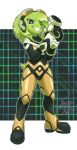  2023 absurd_res alien alien_humanoid anthro bodysuit clothing commander_torque eyewear freedom_planet galaxytrail gloves goggles green_body green_hair green_skin hair handwear hi_res humanoid male nowykowski7 signature skinsuit solo tail tight_clothing weapon 
