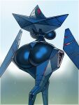  back_boob big_breasts big_butt blue_body borisalien breasts butt female hi_res huge_butt humanoid machine ninja_(sonic_frontiers) not_furry raining robot robot_humanoid sega solo sonic_frontiers sonic_the_hedgehog_(series) wet wet_body 