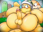  anthro anus balls belly blue_eyes blush boom_boom butt dry_bones duo erection full_nelson full_nelson_(legs_held) genitals hammer_bro hi_res humanoid_genitalia humanoid_penis koopa male male/male mario_bros nintendo penis scalie slightly_chubby vein veiny_penis yamausagi0619 