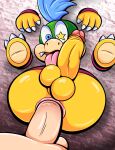  absurd_res anal anal_penetration anthro balls duo erection feet genitals hair hi_res koopa koopaling larry_koopa male male/male mario_bros nintendo penetration penis scalie sex tepigfan101 through_wall toad_(mario) tongue tongue_out wall_(structure) 