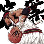  1boy allen_iverson ball basket basketball_(object) basketball_jersey black_hair dark_skin jersey national_basketball_association non-web_source real_life simple_background solo solo_focus 