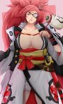  1girl absurdres alcohol armor baiken breasts drawing eyepatch guilty_gear guilty_gear_strive highres huge_breasts japanese_armor lips mature_female ponytail sake samurai scar shadowcero video_game 