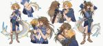  1boy 1girl back_cutout blonde_hair borrowed_clothes brown_hair butt_crack clothing_cutout dragon_horns dragon_tail frostbite_set_(zelda) highres holding_hands horns hug link looking_at_viewer master_sword princess_zelda shuo_yue spoilers sword sword_on_back tail the_legend_of_zelda the_legend_of_zelda:_tears_of_the_kingdom weapon weapon_on_back 