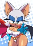  absurd_res anthro bat big_breasts breasts cape cleavage cleavage_cutout clothed clothing cosplay dc_comics female hi_res leotard looking_at_viewer mammal mobian_monster power_girl rouge_the_bat sega solo sonic_the_hedgehog_(series) thick_thighs wings 