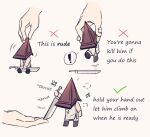  ! 1boy boots chibi edith_lanzhen english_text gloves helmet highres holding holding_sword holding_weapon how_to_hold_x_(meme) male_focus meme pants pyramid_head silent_hill_(series) silent_hill_2 sword weapon white_gloves white_pants 