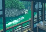  animated animated_gif artist_name boat chair cup drinking_glass highres no_humans original pixel_art river scenery shouji sliding_doors table toyoi_yuuta tree water watercraft 
