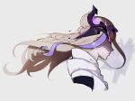  1girl blonde_hair blurry braid cropped_torso electricity expressionless fjern_(nyantcha) floating floating_object genshin_impact hair_bun highres hood long_hair looking_to_the_side multicolored_hair nyantcha original parted_bangs purple_hair solo streaked_hair upper_body 