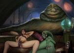  after_sex alien alien_humanoid anus bodily_fluids breasts brown_hair cum drawraj female genital_fluids genital_piercing genitals green_body group hair hi_res human humanoid hutt jabba_the_hutt leia_organa lips male mammal nipples oola penis piercing pubes pussy pussy_piercing return_of_the_jedi saliva spread_legs spreading star_wars tongue tongue_out trio twi&#039;lek 