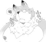  &lt;3 2023 anthro biped canid canine fox hi_res japanese_text kemono male mammal moobs nipples portrait simple_background solo suishou0602 text white_background 