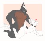  &lt;3 abdominal_bulge anthro bed_sheet bedding canid canid_demon decibel_(himeros) demon dragon duo hellhound hi_res himerosthegod male male/male mammal muscular simple_background size_difference sketch tongue tongue_out valigar_(himeros) 