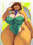  absurd_res anthro big_breasts breasts camel_toe clothed clothing dragon dragonite female generation_1_pokemon hair hi_res mammal membrane_(anatomy) membranous_wings nintendo orange_body orange_scales pokemon pokemon_(species) racoe scales scalie simple_background smile solo tan_body tan_scales thick_thighs wide_hips wings 