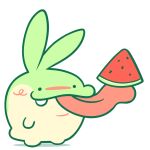  :3 animated animated_gif blush can&#039;t_be_this_cute chibi food fruit grindzone long_tongue original rabbit spud tongue tongue_out watermelon 
