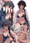  1boy 1girl abs ass_grab bar_censor bikini black_bikini black_hair blush braid breasts censored cleavage clothed_sex commentary_request erection father_and_daughter fushiguro_megumi fushiguro_touji genderswap genderswap_(mtf) green_eyes hand_on_another&#039;s_head hetero highres incest jujutsu_kaisen kissing_penis long_hair male_pubic_hair medium_breasts muscular muscular_male navel nipples open_mouth pectorals penis precum pubic_hair reverse_cowgirl_position scar scar_on_face scar_on_mouth sex short_hair shorts speech_bubble straddling sweat swimsuit trembling twitter_username veins veiny_penis vermilli000n very_long_hair white_background 
