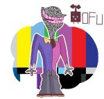  3_fingers black_tie_(suit) clothing dreamer fingers grey_body grey_skin humanoid male necktie open_mouth pink_teeth smile solo static static_skin suit tokki-chan 