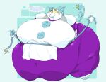  4_fingers anthro belly belly_overhang big_belly big_breasts blush bodily_fluids breasts cable_tail darkner deltarune fat_legs felid feline female fingers gabrielcoroum holding_object holding_whip huge_belly huge_breasts huge_thighs machine mammal morbidly_obese morbidly_obese_anthro morbidly_obese_female navel obese obese_anthro obese_female overweight overweight_anthro overweight_female purple_body robot simple_background solo sweat sweatdrop tasque_manager thick_thighs undertale_(series) whip wide_hips yellow_eyes 