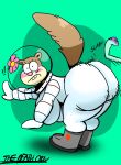  anthro big_breasts big_butt blush breasts buckteeth butt clothing female flower hi_res huge_butt kick mammal nickelodeon plant rodent sandy_cheeks sciurid solo spongebob_squarepants squidward_tentacles suit tail teeth thedeathcrow05 tree_squirrel 