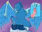  angry anivia_(lol) avian beak blue_body blue_skin bodily_fluids clothed clothing cum cum_in_pussy cum_inside cutaway dinosaur dominant dominant_female dromaeosaurid female feral feral_on_feral foot_on_face genital_fluids genitals hashdrawingslasher hi_res ice league_of_legends magic penis pussy reptile riot_games scalie size_difference spread_wings talons theropod tongue tongue_out topless wings 